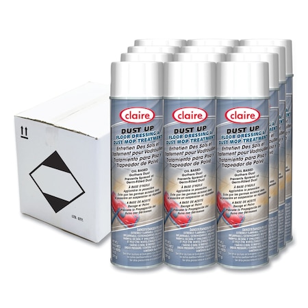 Claire Dust Up Floor Dressing and Dust Mop Treatment, Lemon Scent, 14 oz Aerosol Spray, 12PK CL875